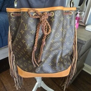 Vintage Boho Louis Vuitton Brown Monogram Bucket Bag